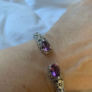 Sterling silver amethyst cuff bracelet
